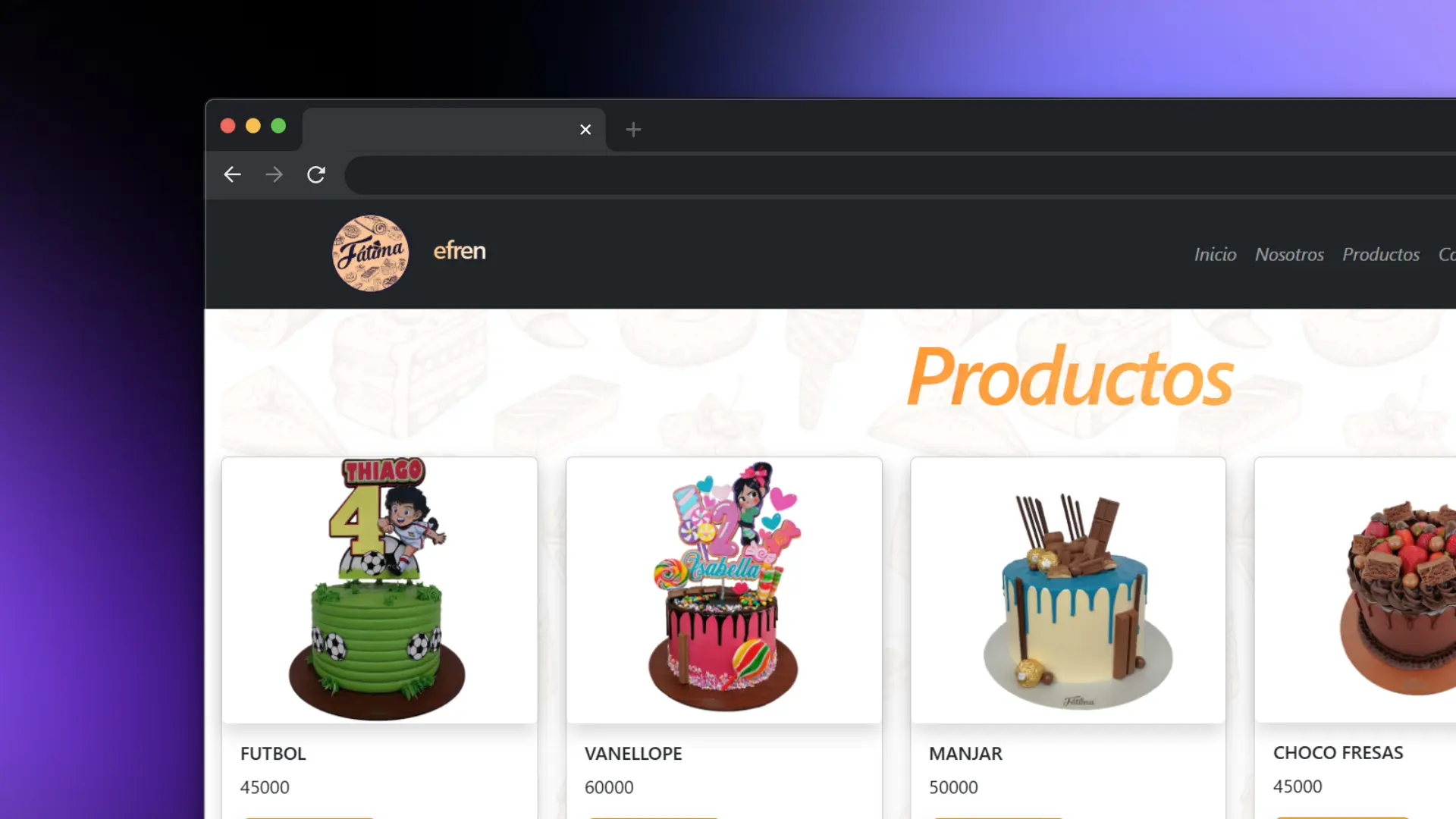 Fatima Cake App - Aplicación web diseñada para la gestión de pasteles.
